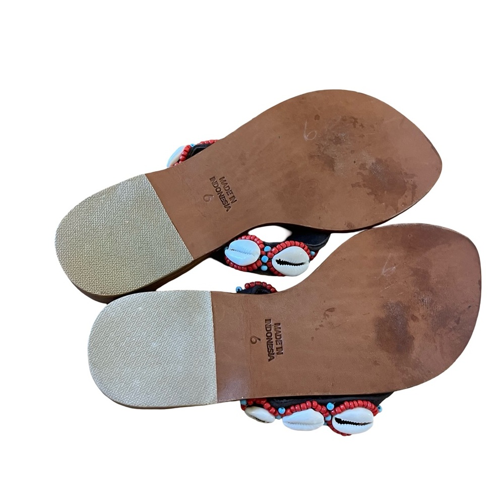 Mystique Beaded Puka Shell Sandals Women’s Sz 6 (will fit up to 6.5) Resortwear - Picture 9 of 10